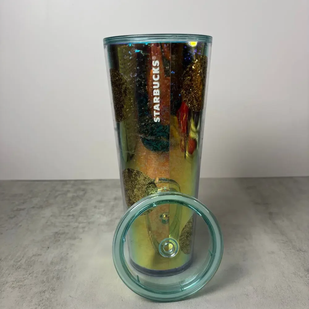 Starbucks Holiday 2020 Gold Glitter Polka Dot Venti Cold Cup Tumbler 24oz